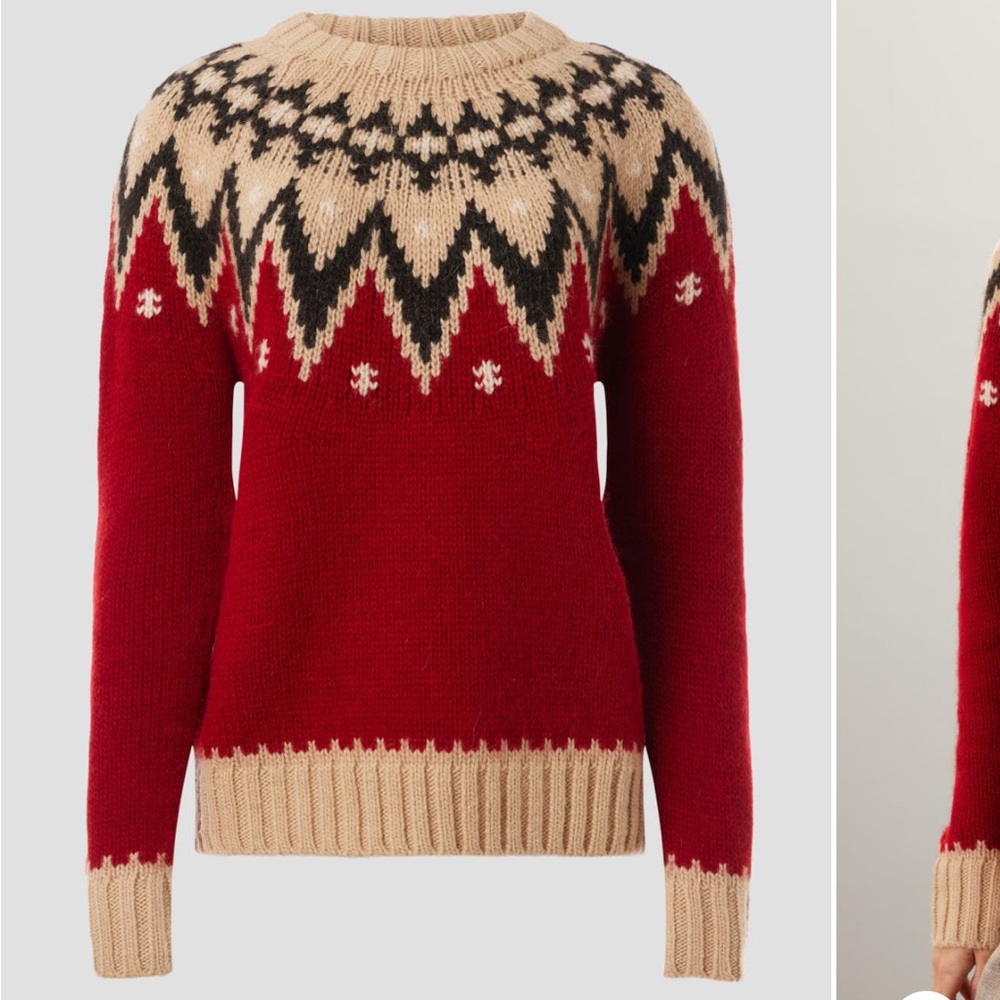 Polo by Ralph Lauren Red Fair Isle Crewneck Sweater with Cream Yoke